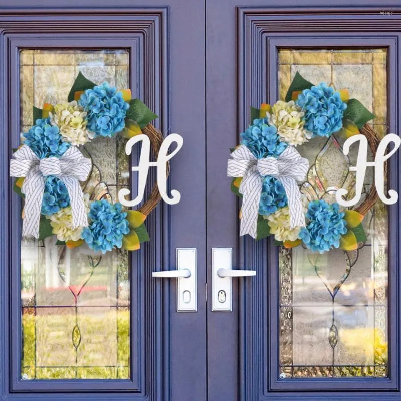 Dekorativa Blommor Krans Realistisk Hortensia Rosett Dekor Råtta Bröllopsfest Dörr Välkomstskylt Dekoration Semester Blomma