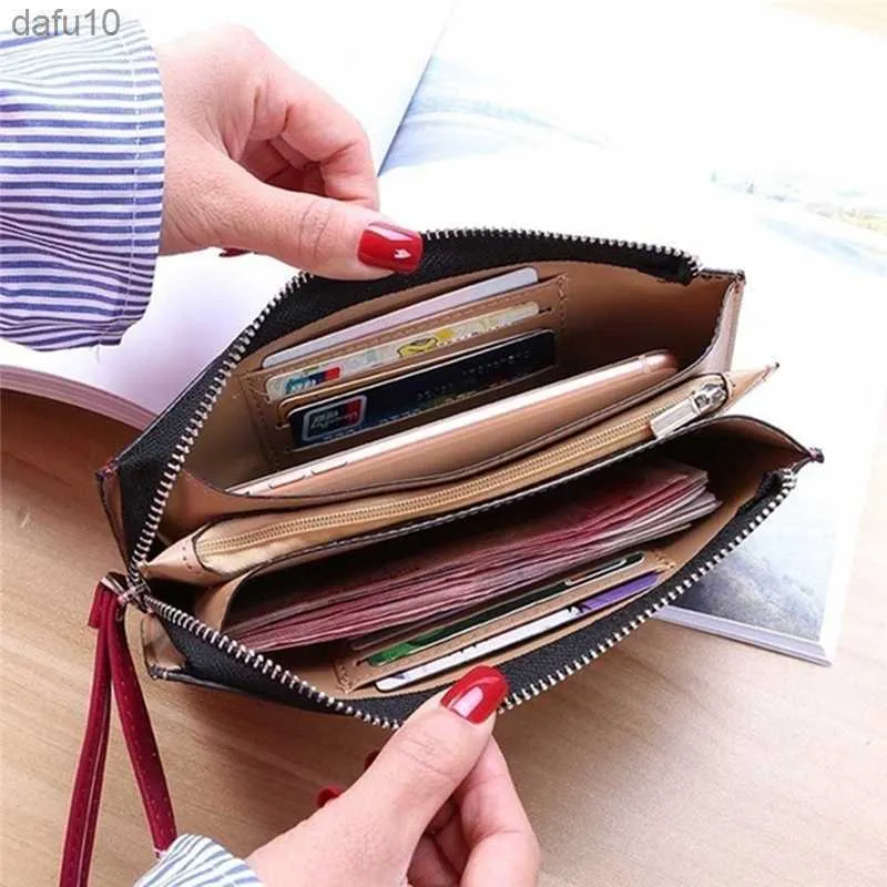 New Fashion Women Office Lady PU Leather Long Purse Clutch Zipper Business Wallet Bag Card Holder Big Capacity Wallet L230704