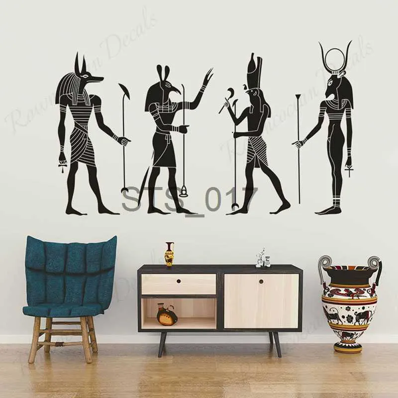 Other Decorative Stickers Egyptian Cultural Decoration Ancient Egypt Gods Wall Sticker Vinyl Home Decor Living Room Anubis Ra Seth Apis Wall Decals 4607 x0712