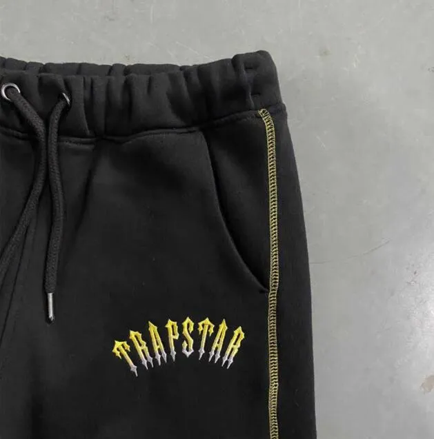 23ssTrapstar Tracksuits Suit Men Central Cee Set Top Quality Gold Letter Embroidery Black Paneled Women Hoodie Jogger Pants