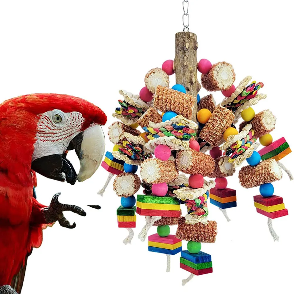 Giocattolo Da Masticare Per Pappagalli - Blocchi Di Legno Colorati Per Uccelli Medi E Grandi - Foto 8