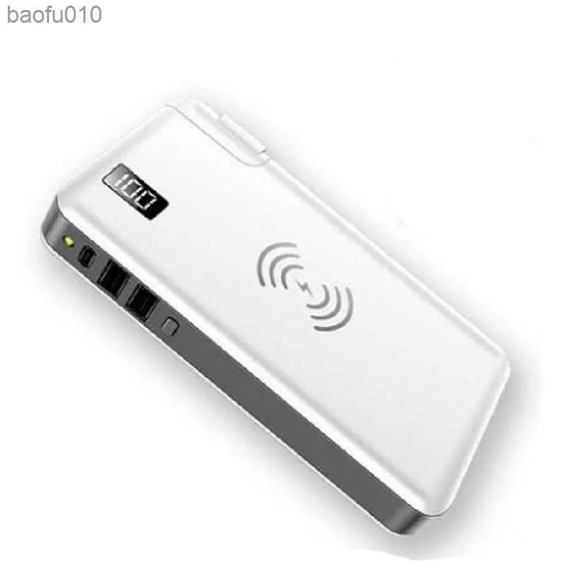 Power Bank Qi Carregador Sem Fio 10000mAh Powerbank Carregamento Rápido Para iPhone 14 Xiaomi Carregador Portátil Bateria Externa com Plugue L230712