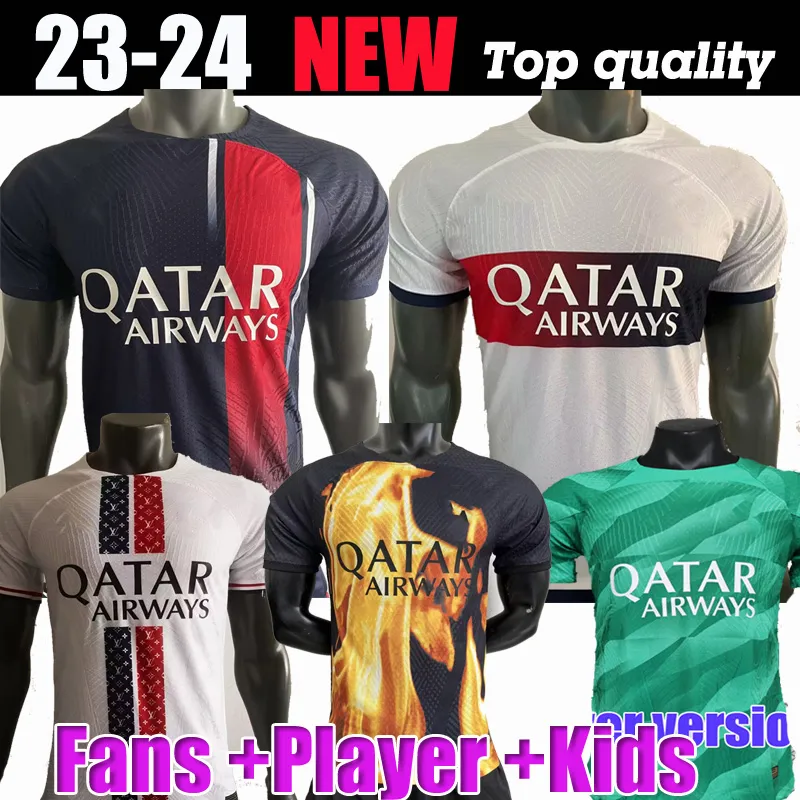 23 24 voetbalshirts ENFANT Fabian Asensio Skriniar MBAPPE HAKIMI DEMBELE Ugarte Mendes Ekitike 2023 Maillots voetbal 2024 MARQUINHOS VERRATTI heren kindershirt