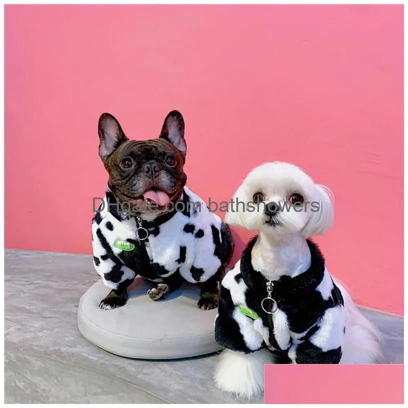 Vêtements Pour Chiens À La Mode Plus Veet Vêtements Automne Hiver Vestes Lait Imprimé Pet Hoodies Teddy Schnauzer Pomeranian Drop Delivery Accueil Ga Dhe5V