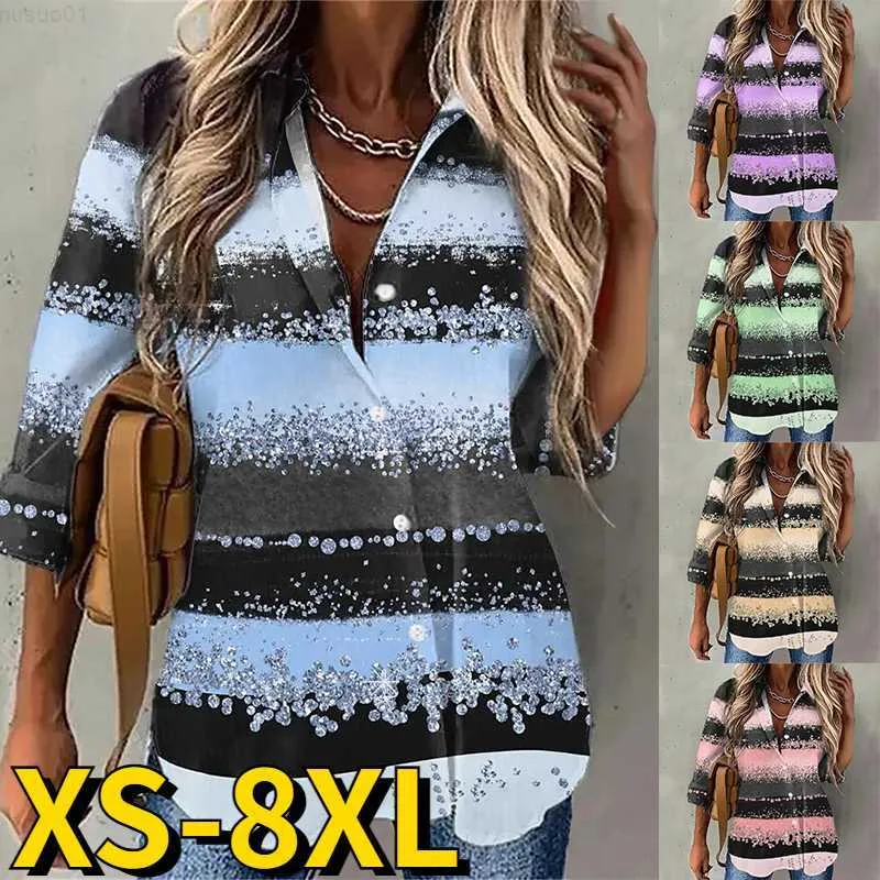 Chemisiers pour femmes Chemises 2023 Printemps Tous les jours Rue Tendance Blouse Automne Femmes Rétro Lâche Taille À Manches Longues Sexy Col En V Nouveau Design Impression Bouton Chemise L230712