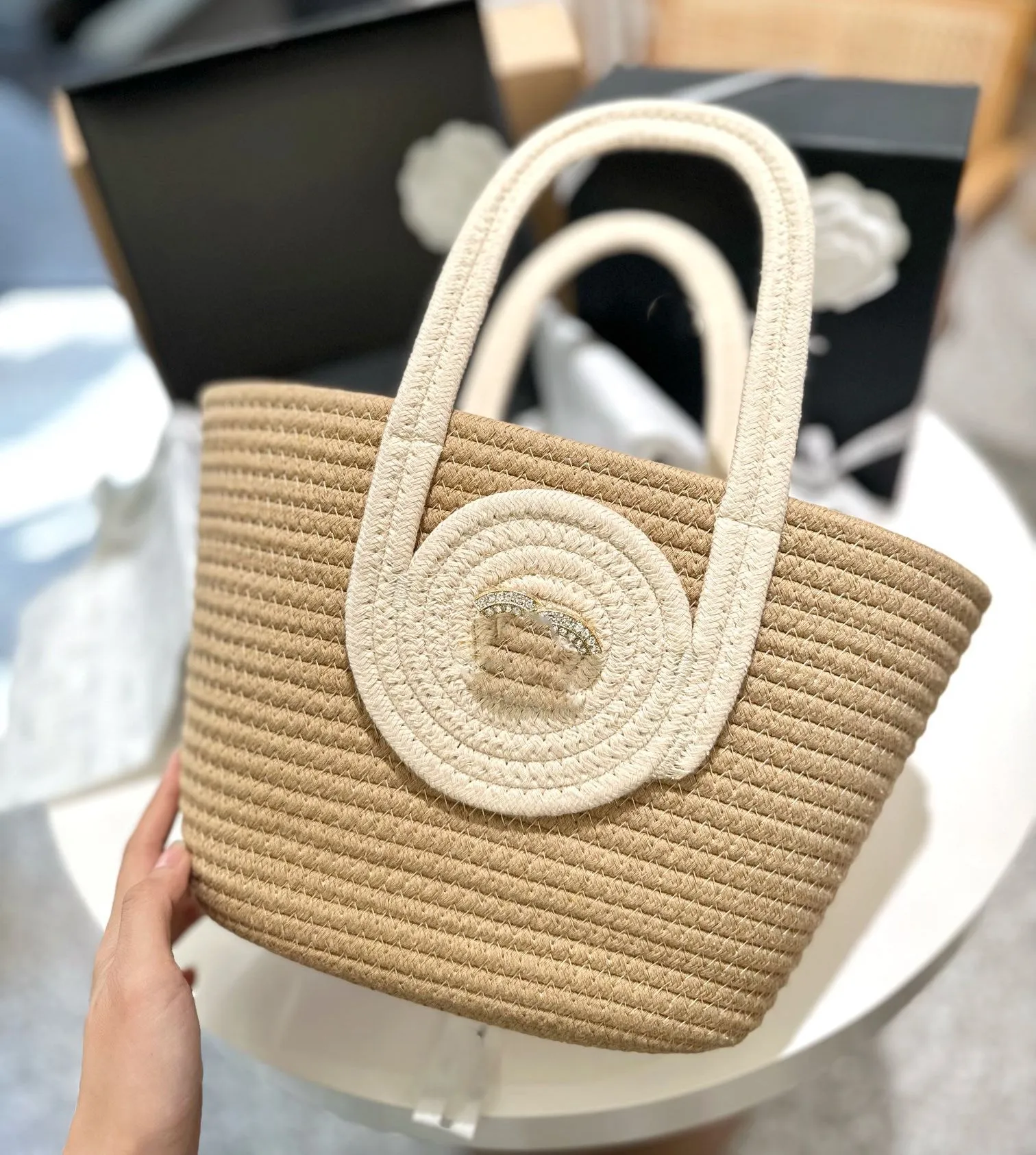 designer tote bag basket bag luxury tote bag luxurys handbags weave shopping bag womens Beach bag 23*21cm