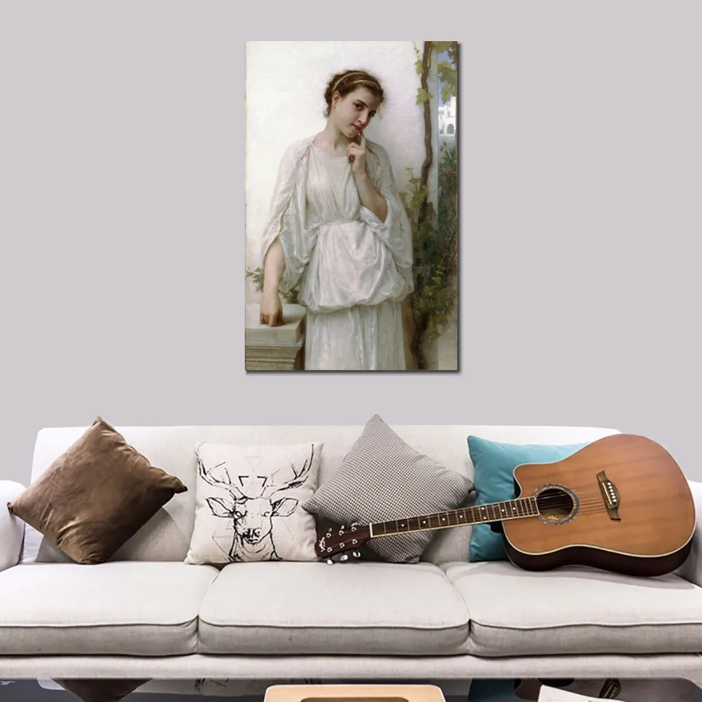 Canvas Art Mijmering Klassieke Portret William Adolphe Bouguereau Schilderij Handgemaakte Prachtige Muur Decor