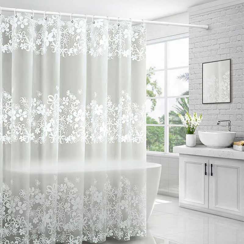 Shower Curtains Bathroom Shower Curtain Waterproof Transparent Modern Printing Hanging Curtain Plastic Environmental Protection