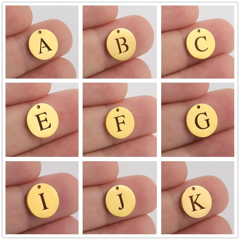 Armbänder Teamer Edelstahl-Charms für die Schmuckherstellung, Initial-Anhänger, Buchstabe, Alphabet-Charms für Armbänder, Halsketten, Zubehör