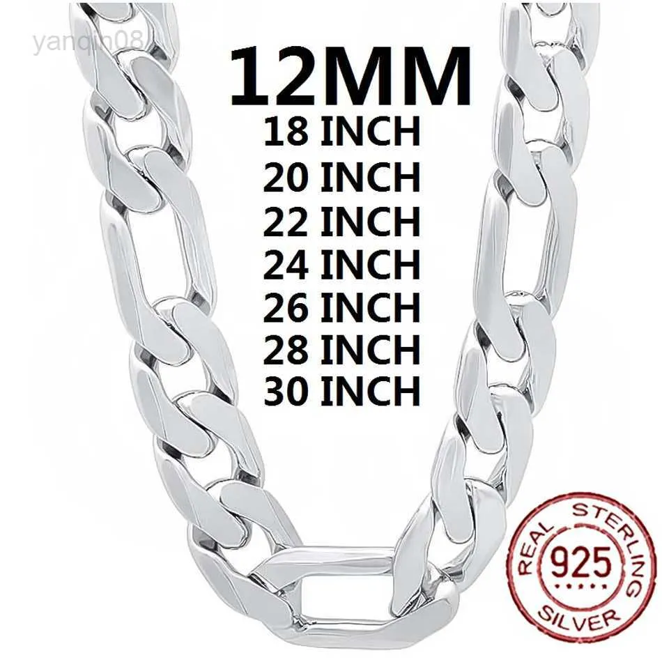 Pendant Necklaces 925 Sterling Silver Necklace For Men Classic 12MM Cuban Chain 18-30 Inch Charm High Quality Fashion Jewelry Wedding HKD230712