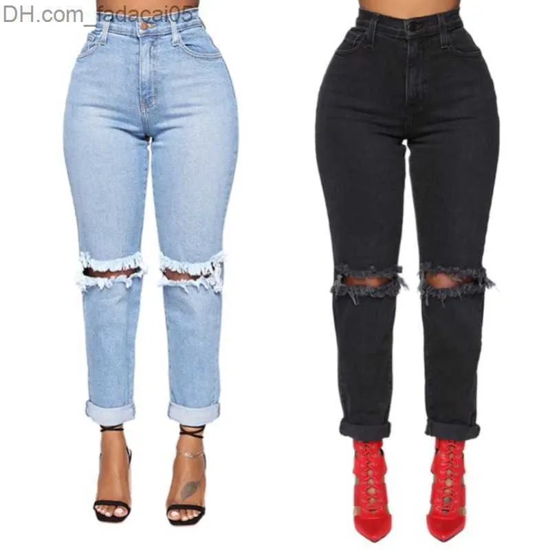 Oversized High Waisted Open Ripped Jeans For Women For Women