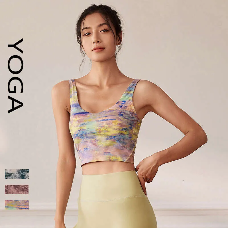 Als Ebb Bra Designer Camisoles Summer Yoga Tank Top Crop Top Femme Imprimé Tie Dyed Rembourré Running Fiess Tank Top Slim Fit Antichoc Yoga Bra