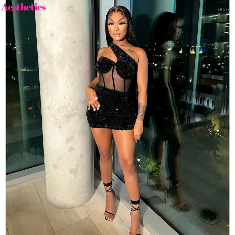 Sexy Sequin Mini Dress - Shiny Bodycon, One Shoulder Mesh Dress, Party & Club  Outfit, Summer - Buy Now! from Dhgate Basic & Casual Dresses - price 41.2