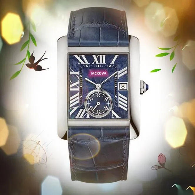 Sub Dial Werk Luxe Heren Dames Horloges Vierkante Romeinse Wijzerplaat Designer klok automatisch quartz uurwerk NIET Mechanisch Unisex Gentleman Business Armband Horloge