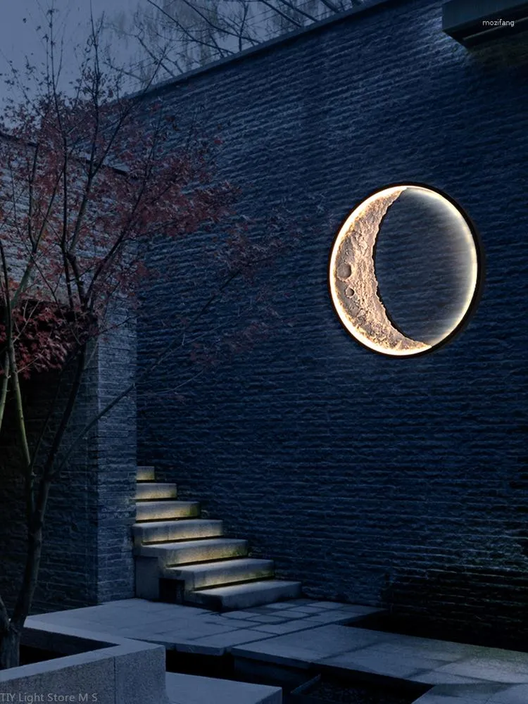 Lampada da parete moderna a LED per esterni impermeabile villa giardino paesaggio esterno luna cortile balcone luci a mezzaluna