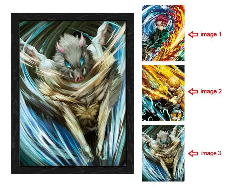 3D Anime Demon Slayer Lenticular Flip Gradient Painting Wall Art Decor ...