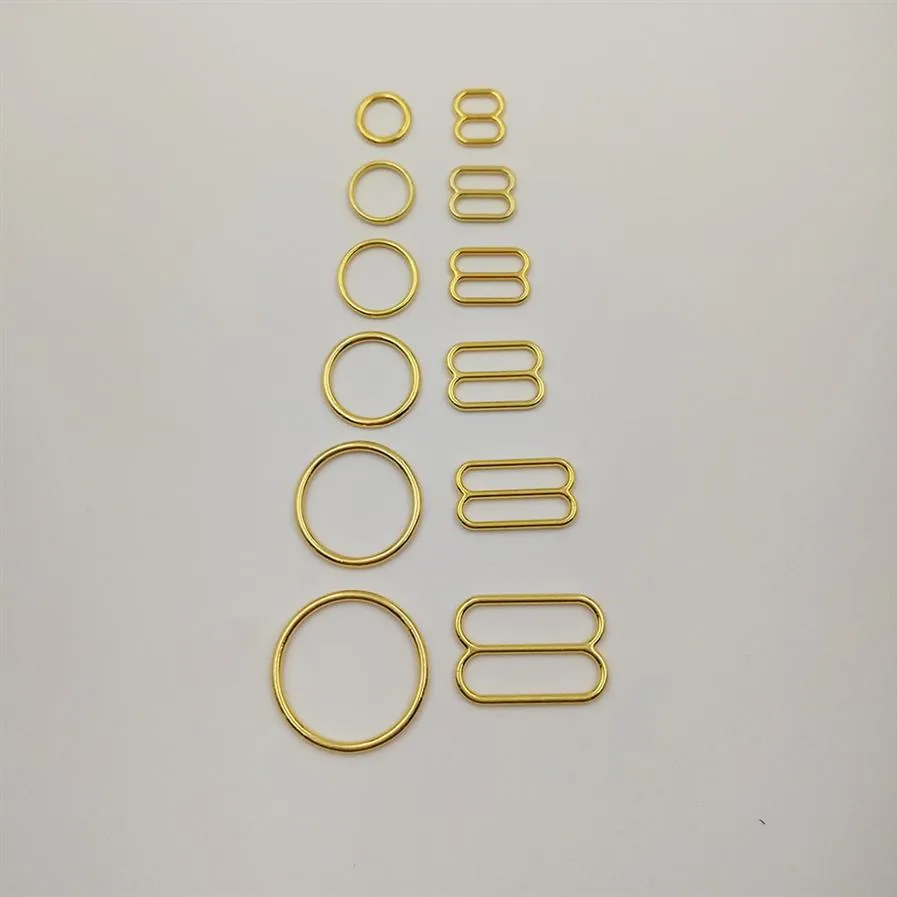50 sets lot bra buckle accessories gold plated bra o-rings and strap sliders nickel and ferrous 341K