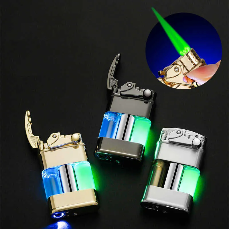 Metalen Ongebruikelijke Transparante Geen Gas Aanstekers Noctilucent Quicksand Jet Aansteker Winddicht Sigaret Sigaar Gadgets voor Mannen FYH2