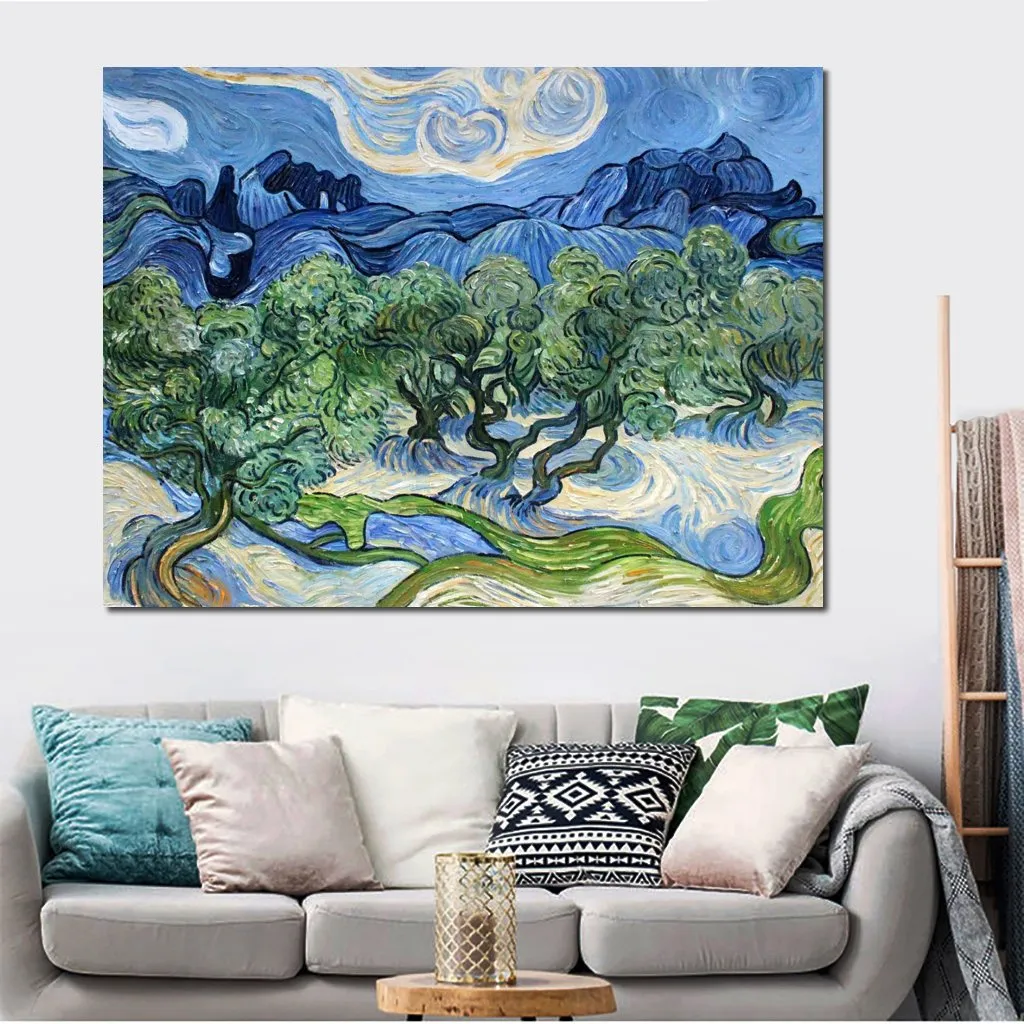 Ręcznie robione obrazy na płótnie autorstwa Vincenta Van Gogha Drzewa oliwne z Alpilles Modern Art Kitchen Room Decor