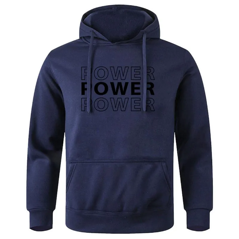 Power Printed Mens Sherpa Lined Hoodie Oversized O Neck Sportswear