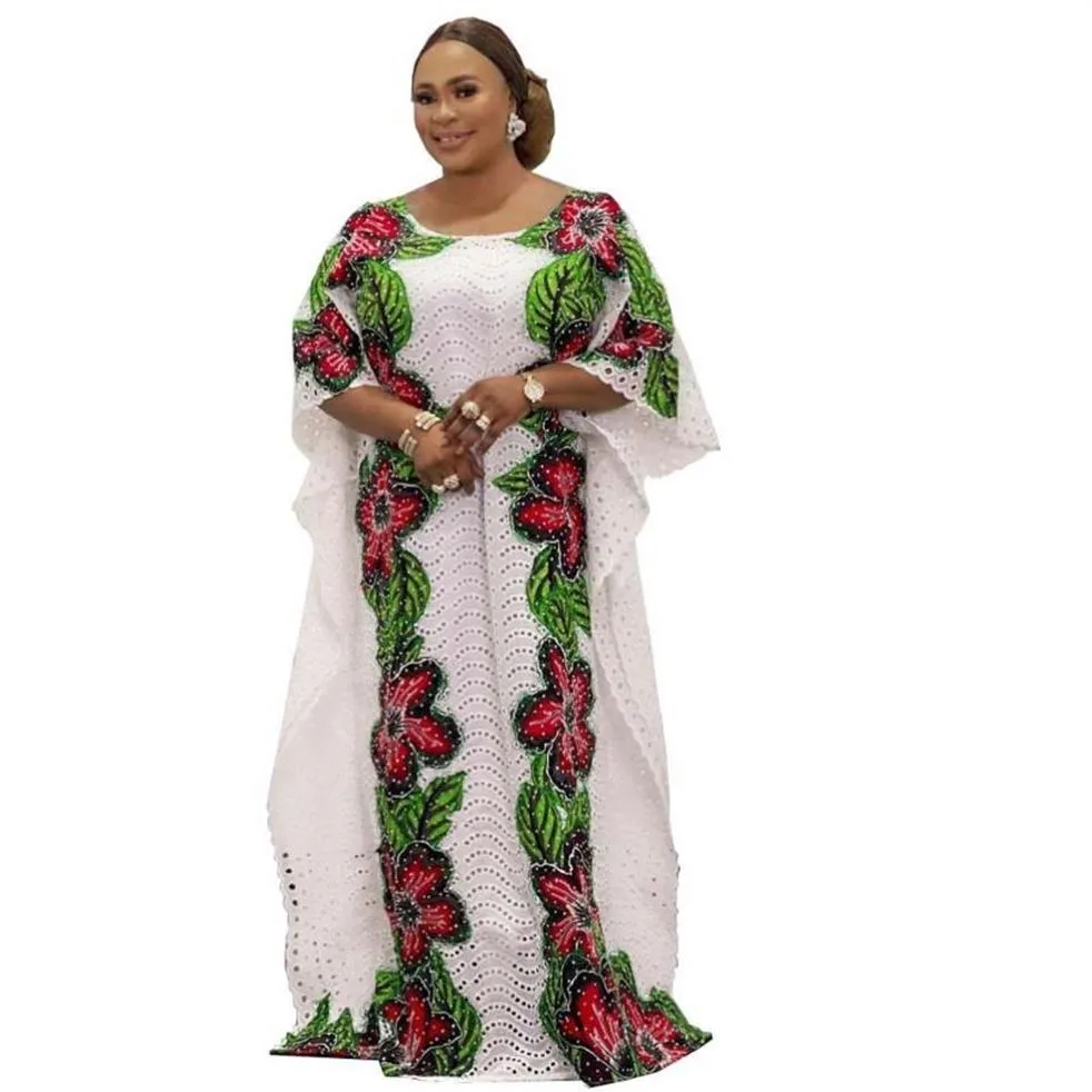 Abbigliamento etnico Autunno Abiti africani per donna Dashiki Stampa Pizzo Taglie forti Abito lungo Abiti maxi301S