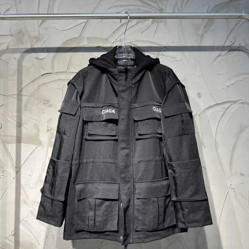 Luxury brand windproof jacket mens embroidered hoodie Bb designer hoody jacket street trend multi-pocket tooling jacket casual shirt coat