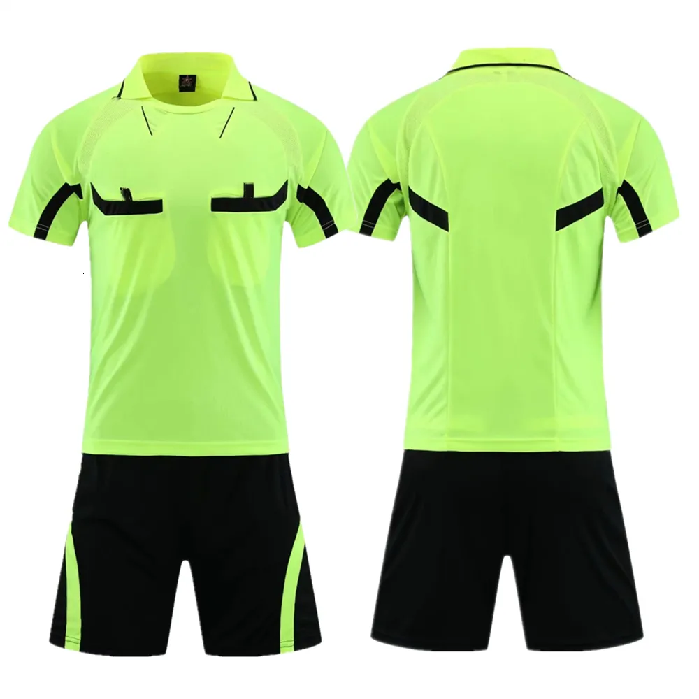 Autres articles de sport Arbitre professionnel Maillot de football Arbitre adulte Uniforme de football Col rabattu Chemise de juge Trois poches Shorts Costume d'arbitre 230712