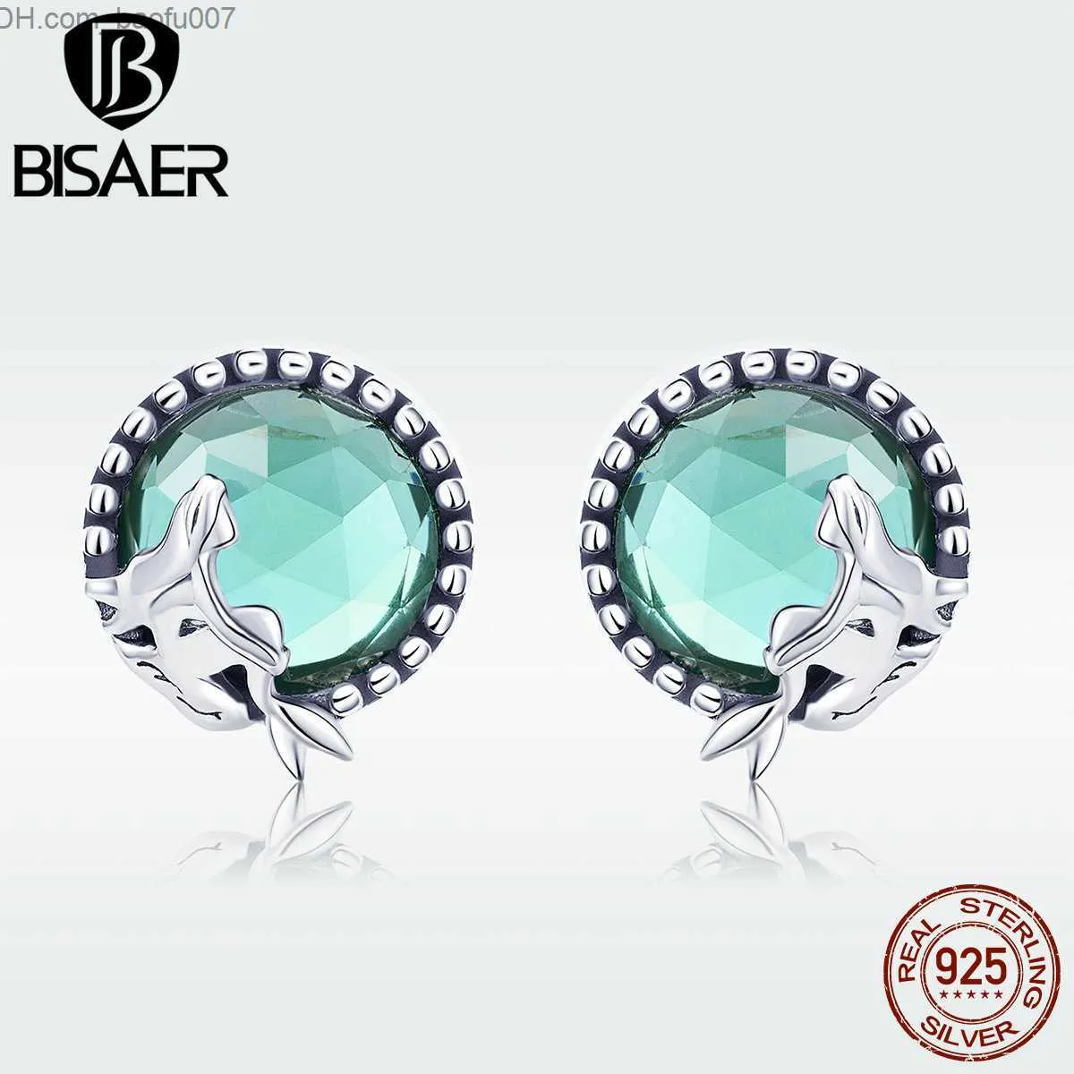 Charm BISAER 925 Sterling Silver Mermaid Earrings Fairy Story Light Green CZ Women's Party Original Exquisite Jewelry ECE 383 Z230712