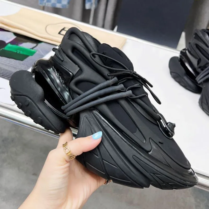 Futuristic Black Sneakers - High Sole Fashion Shoes for Men