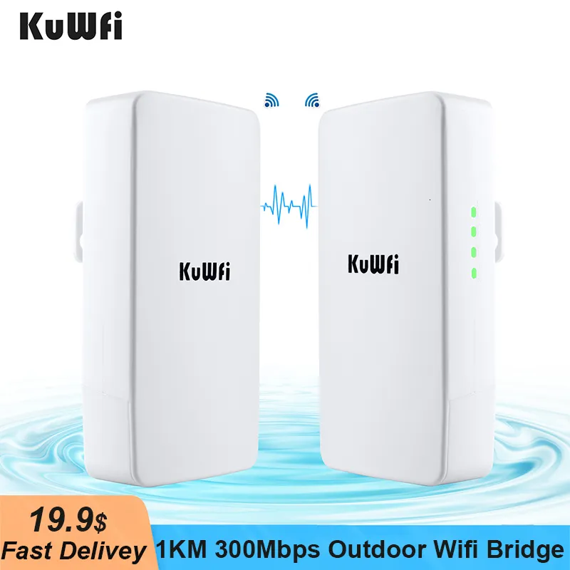 Routrar KuWFi Outdoor WI FI Router Wireless 2 4G Wifi Repeater 300Mbps Point to Signal-förstärkare ökar räckvidden 1KM 230712