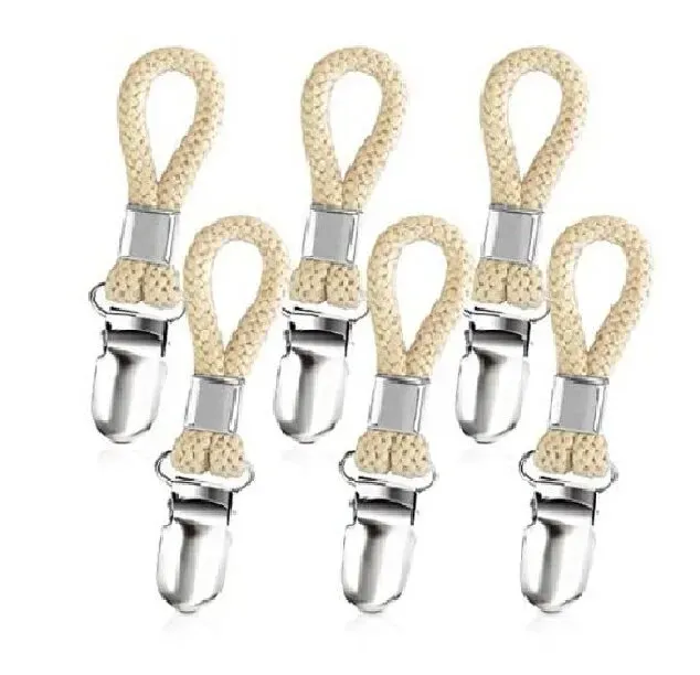 Bath Towel Clip Sturdy hanging makeup organizer Versatile Metal Braided Cotton Loop Clothes Clamps