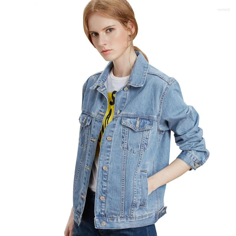 Women's Jackets Cotton Women Denim Jacket Blue White Black Autumn Spring Plus Size Casual England Outwear Ladies Female Jeans Coat