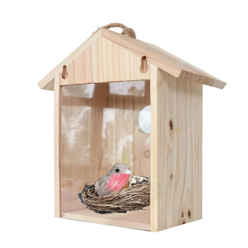 Pajareras de madera, suministros de decoración de 6 agujeros, jaula  colgante de pájaros Natural para Patio