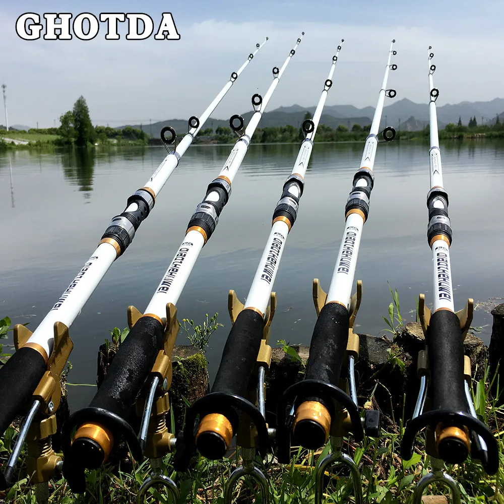 Canne da pesca per barche GA Design Canna da pesca rotante bianca FRP Canna da pesca telescopica in fibra di carbonio 2.1-3.6M 230711