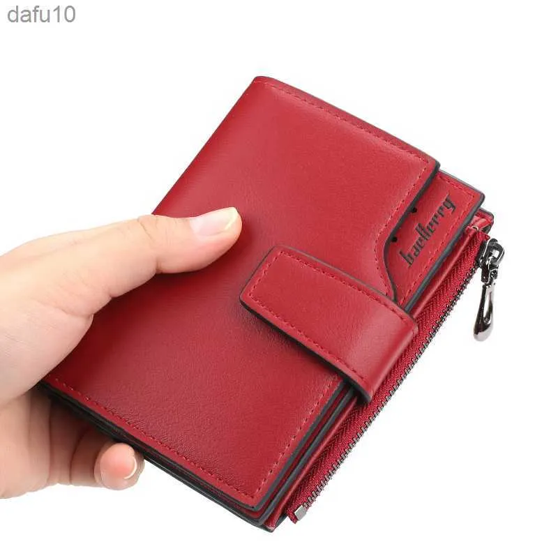 Carteras pequeñas para mujer Baellerry Quality Short Red Wallet Multi Card Holders Black Green Pink Monedero Leather Womans Monederos L230704