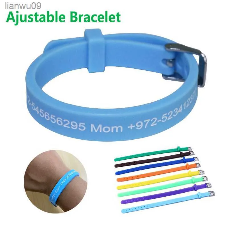 Bracelets personnalisés réglables Numéro de téléphone gravé Bracelets Autisme Enfants Bracelet AntiLost Bandes DIY Cadeau pour Amoureux L230704