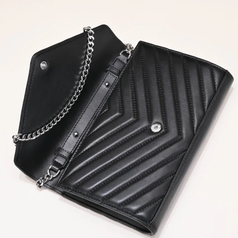 Designer bags handbag tote bag women cross body shoulder bag Y Shaped Designer envelope messenger bag black calfskin classic diagonal stripes quilted chains MM Size