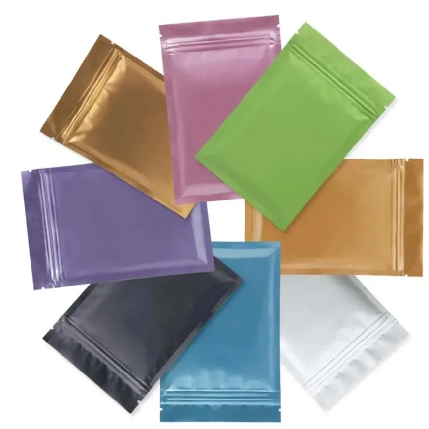 Verpakking Zakken 100Pcs/Kleur Mti Kleur Hersluitbare Zip Mylar Zak Voedsel Opslag Aluminiumfolie Zakken Plastic Verpakking geur Proof Pouches J1