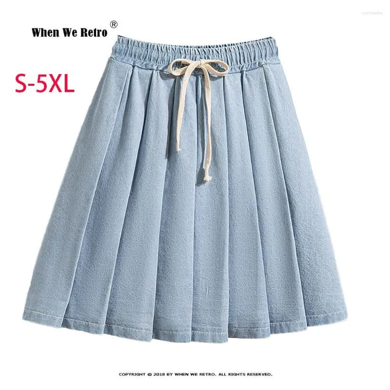 Skirts M-5XL Plus Size Mini Denim Pleated Shorts Skirt Women 2023 Summer Korean Fashion High Waist Short Jeans Female RS940