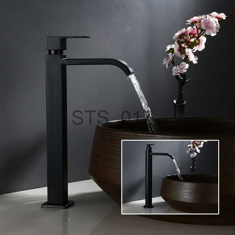 Kitchen Faucets Black ic Waterfall Spout Bathroom Basin Faucet Stainless Steel Tall Sink Lavatory Vessel Tap Only Cold Water Tap for Bathtu x0712