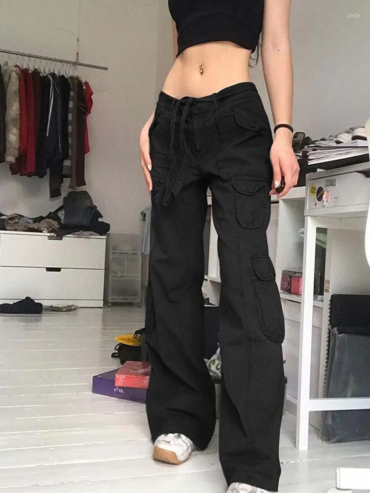 Fashion (Black)2023 Women Cargo Pants High Waist Loose Baggy