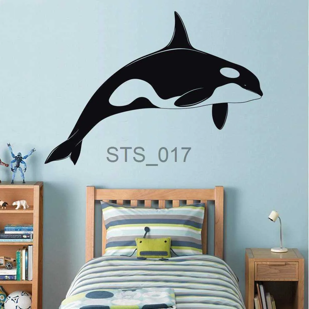 Autres autocollants décoratifs orce épaulard vinyle stickers muraux baleine silhouette dessin animé animal babys chambre d'enfant sticker mural art décoration de la maison stickers Z494 x0712