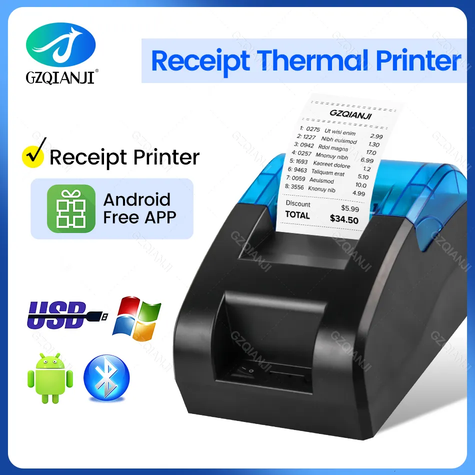 Other Electronics 58MM Desktop POS Cashier Printer USB Bluetooth Thermal Receipt Restaurant Sales Kitchen Bill Printing for Mobile Windows 230712