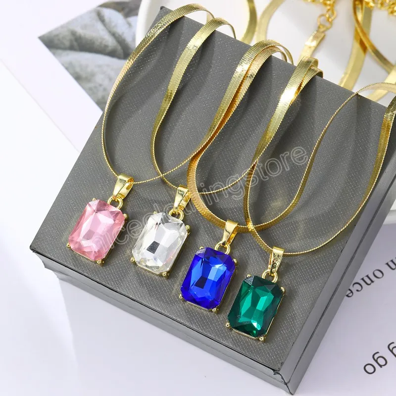 Été coloré gros pendentif en cristal colliers pour femmes fille livraison directe tour de cou chaîne