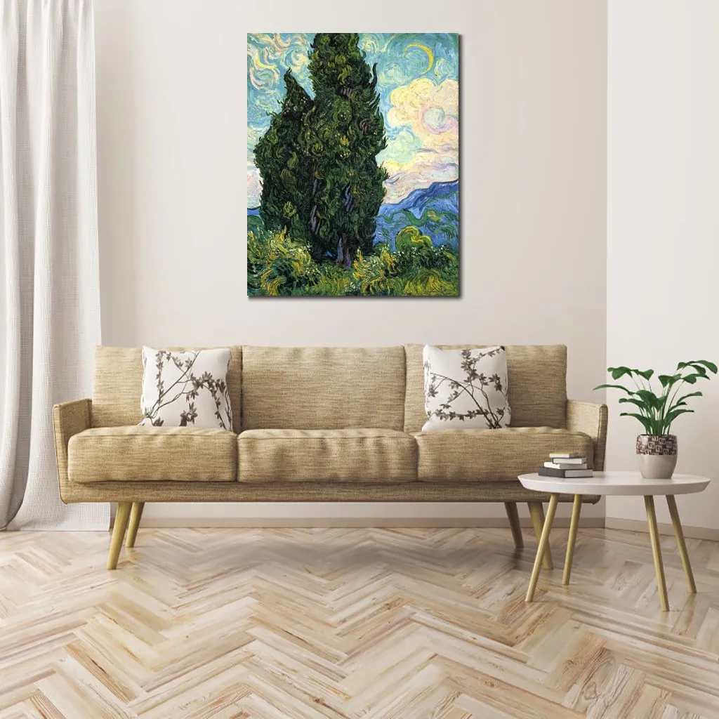 Famous Paintings by Vincent Van Gogh Cypresses Impressionist Landscape Hand Painted Oil Artwork Home Decor