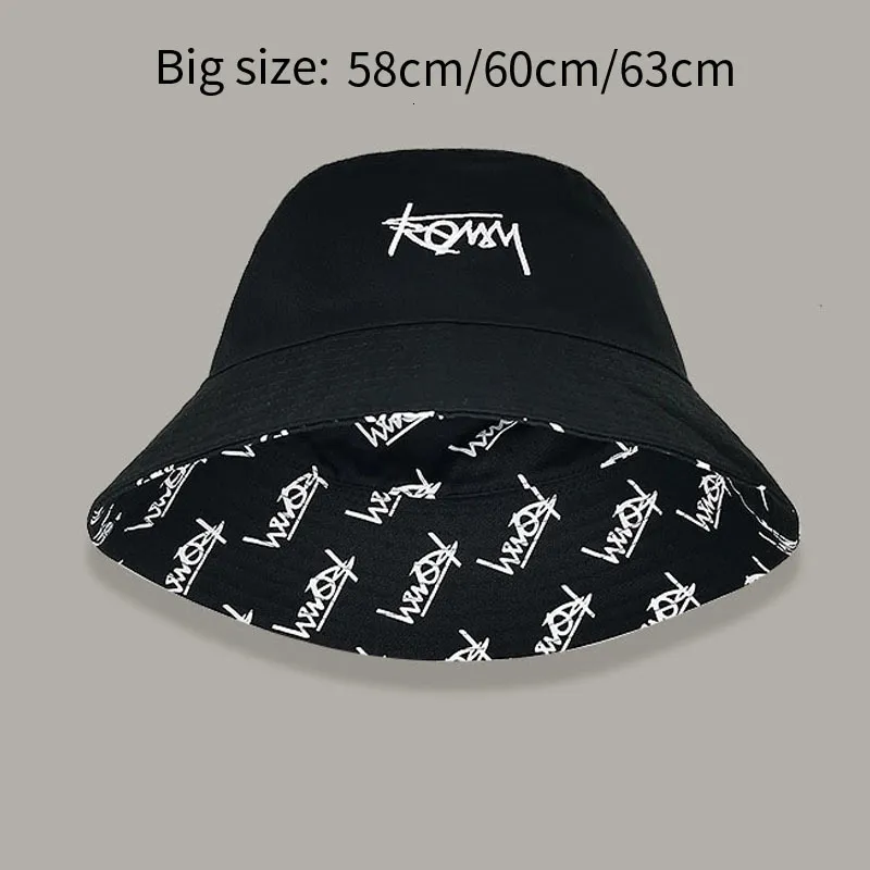 Chapeaux à large bord seau grosse tête XL taille lettre chapeau pour hommes double face femmes Floral pêcheur été décontracté rue soleil Bob Panama 230712