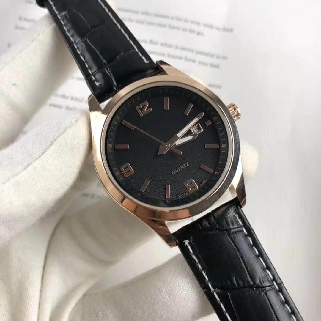 Orologio da uomo d'affari orologi di design di alta qualità con batteria al quarzo Orologio casual impermeabile in pelle da 40 mm