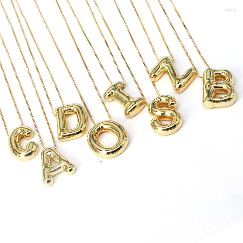 Choker 5Pcs Goud Kleur Ballon Letter 26 Eerste Hanger Ketting Plated Flat Voor Vrouwen Geschenken