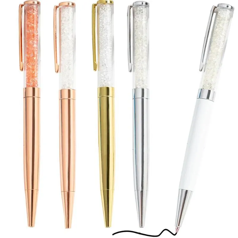 Cristal Diamant Stylo À Bille Rétractable Papeterie Roller Stylo À Bille Nouveauté Dame Cadeau Or Rose Argent