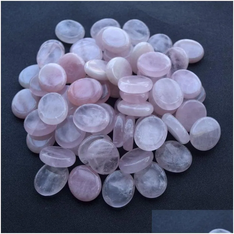 Pietra 25X2M Ovale Preoccupazione Pollice Pietra preziosa Quarzo rosa naturale Guarigione Terapia di cristallo Trattamento Reiki Minerali spirituali Mas Palm Drop D Dhlod